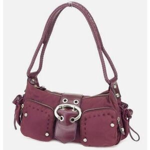 Francesco Biasia Plum Nylon Bag with Silver Hardware
